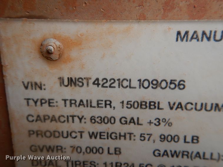 image for item DL0550 2012 Dragon  vacuum trailer