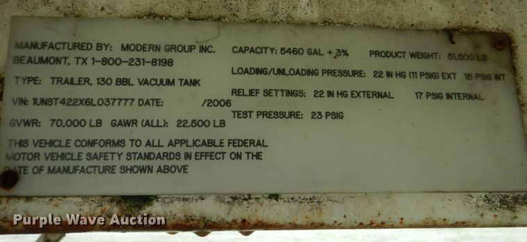 image for item DL0552 2006 Dragon  vacuum trailer