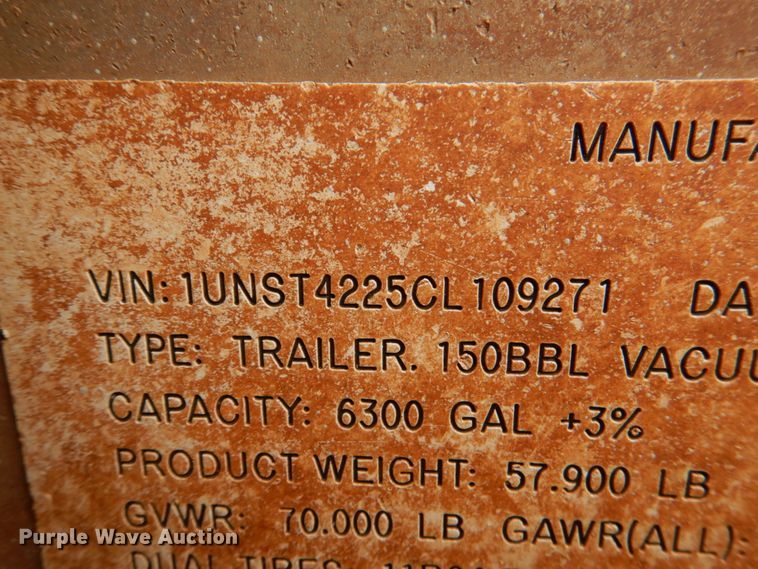 image for item DL0553 2012 Dragon  vacuum trailer