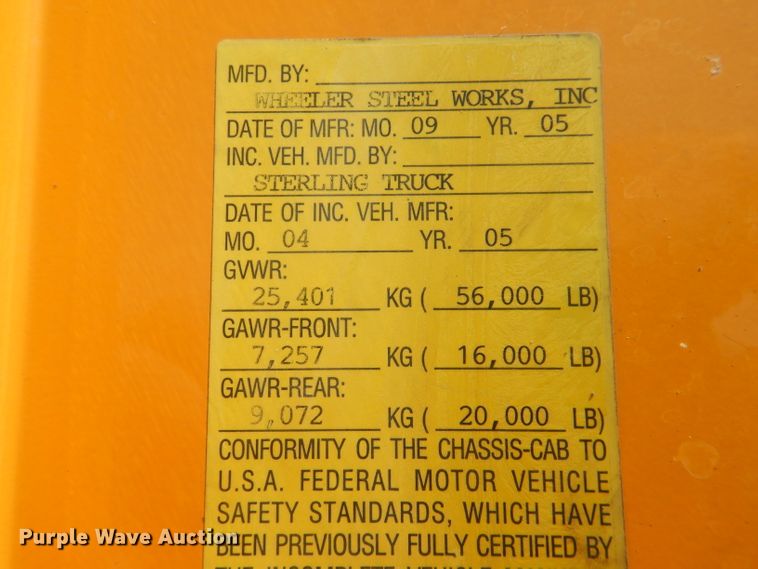 image for item HU9256 2006 Sterling LT7500  dump truck