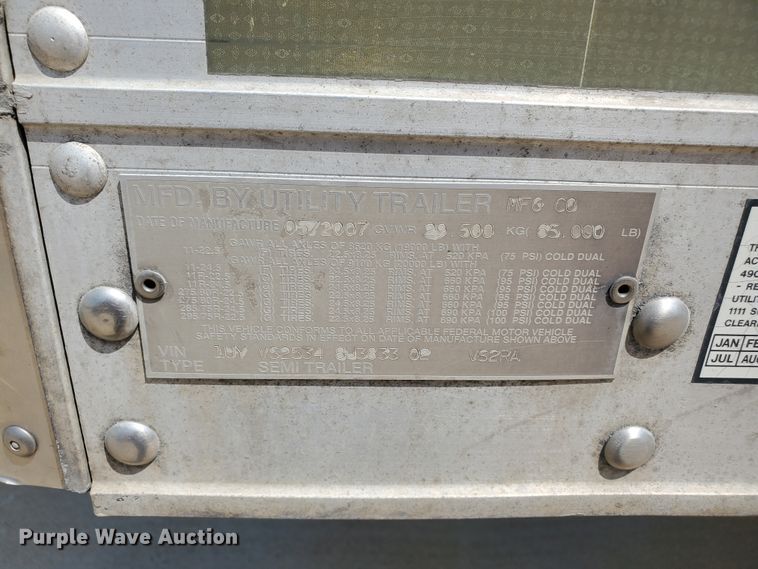 image for item JM9522 2008 Utility  refrigerated van trailer