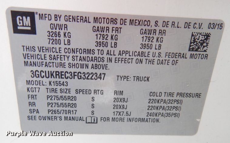 image for item DG0857 2015 Chevrolet Silverado 1500  Crew Cab pickup truck