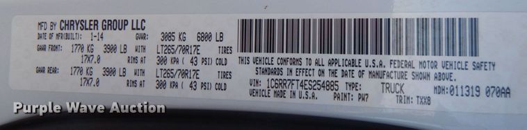 image for item DG1684 2014 Dodge Ram 1500  Quad Cab pickup truck