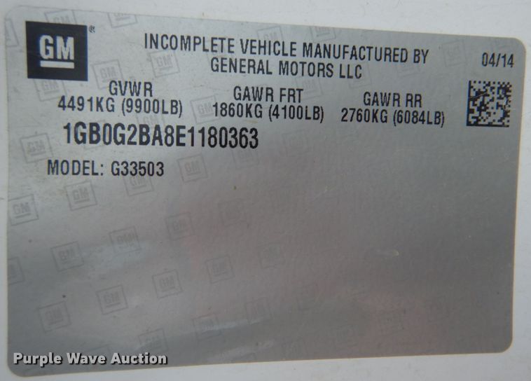 image for item DG1694 2014 Chevrolet Express G3500  box truck