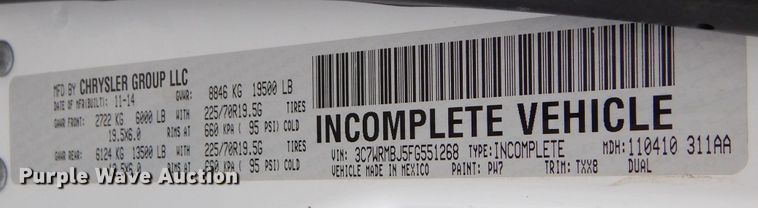 image for item DM1355 2015 Dodge Ram 5500  truck cab and chassis