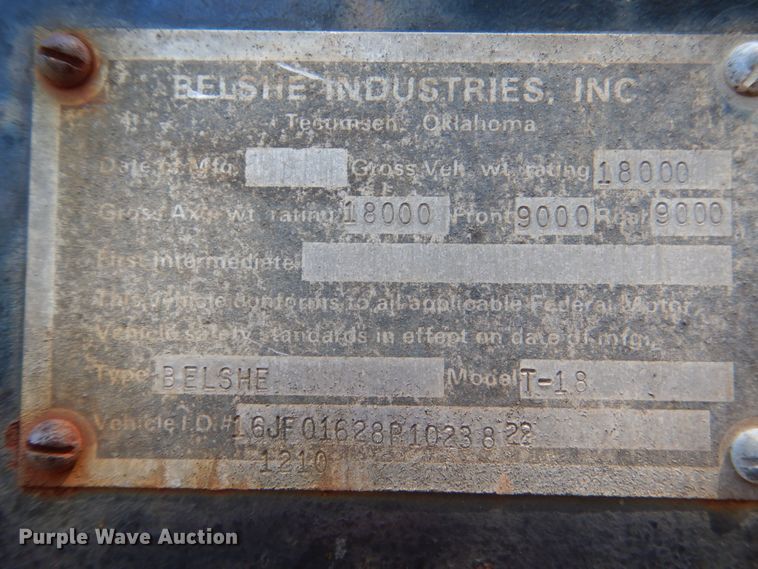 image for item DM3983 1993 Belshe T-18  equipment trailer