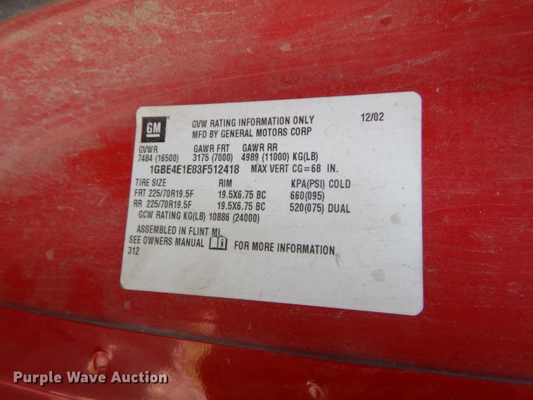 image for item DM4353 2003 Chevrolet C4500  dump flatbed truck