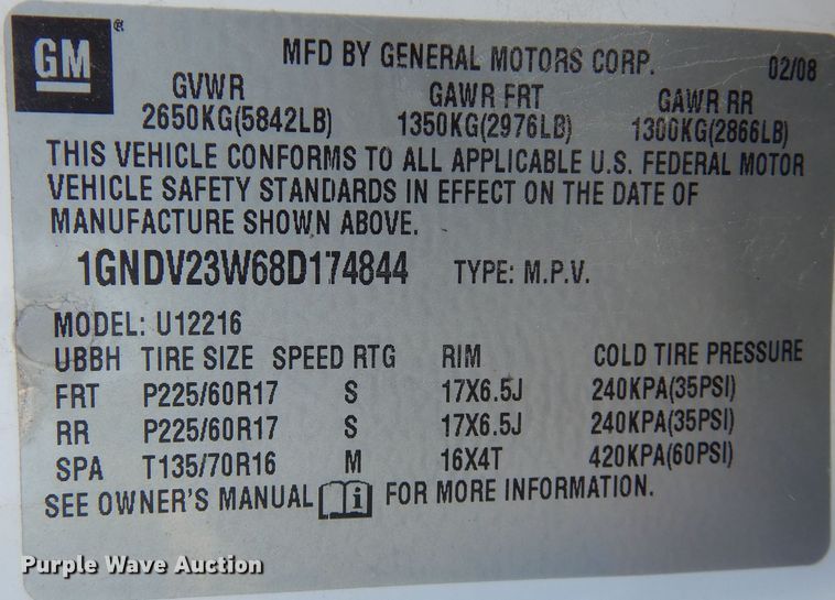 image for item DM5034 2008 Chevrolet Uplander LS  van