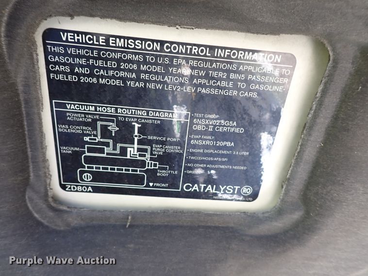 image for item IN9575 2006 Nissan Altima 2.5 SL