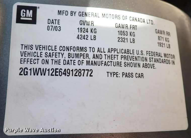 image for item IN9576 2004 Chevrolet Monte Carlo