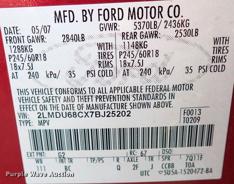 image for item IN9578 2007 Lincoln MKX  SUV