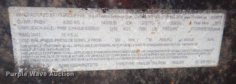 image for item IN9895 2017 H&H  tilt deck utility trailer