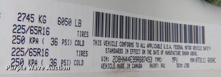 image for item JI9480 2009 Dodge Grand Caravan  van