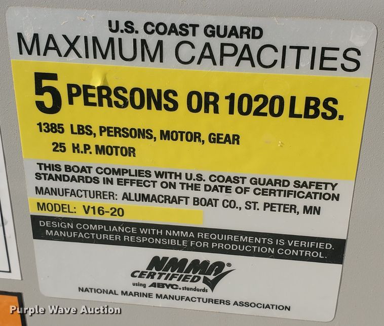 image for item KK9326 2010 Alumacraft V16-20  boat