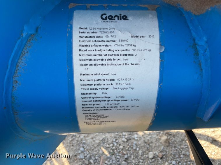 image for item KK9451 2012 Genie TZ-50  boom lift