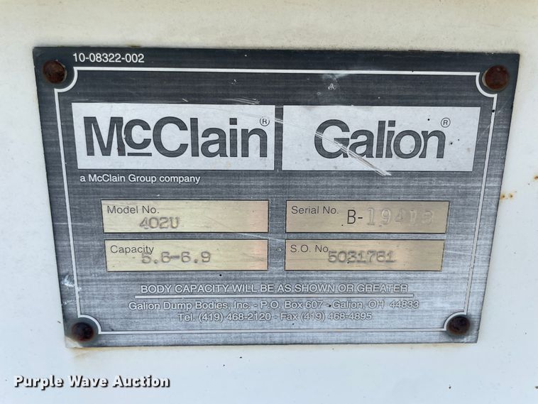 image for item KK9452 Mcclain 402U  dump bed