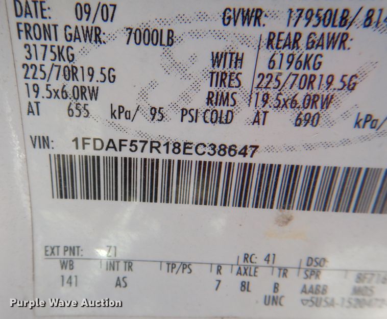 image for item KW9805 2008 Ford F550 XL  utility / service truck