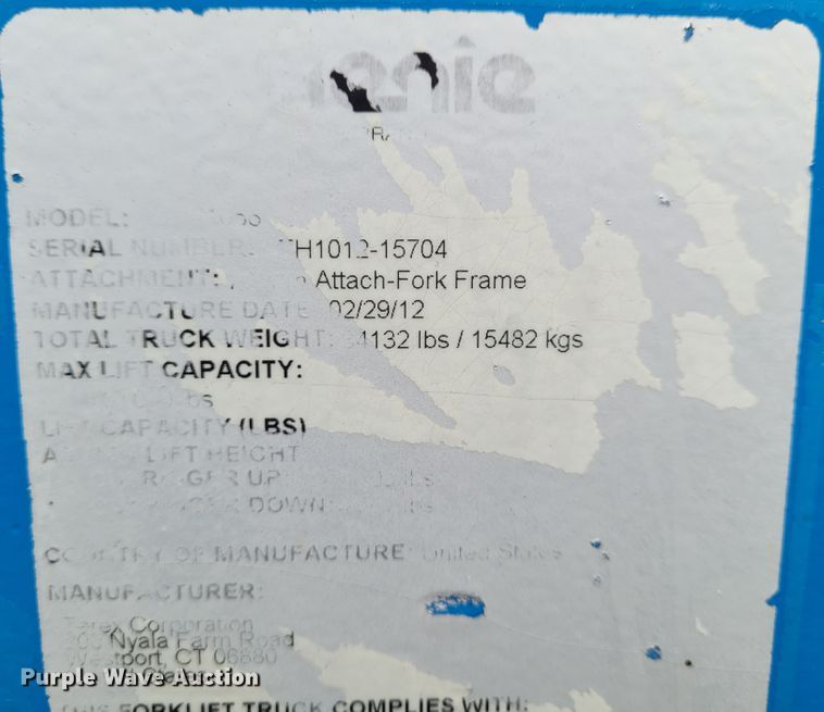 image for item BY9418 2012 Genie GTH-1056  telehandler