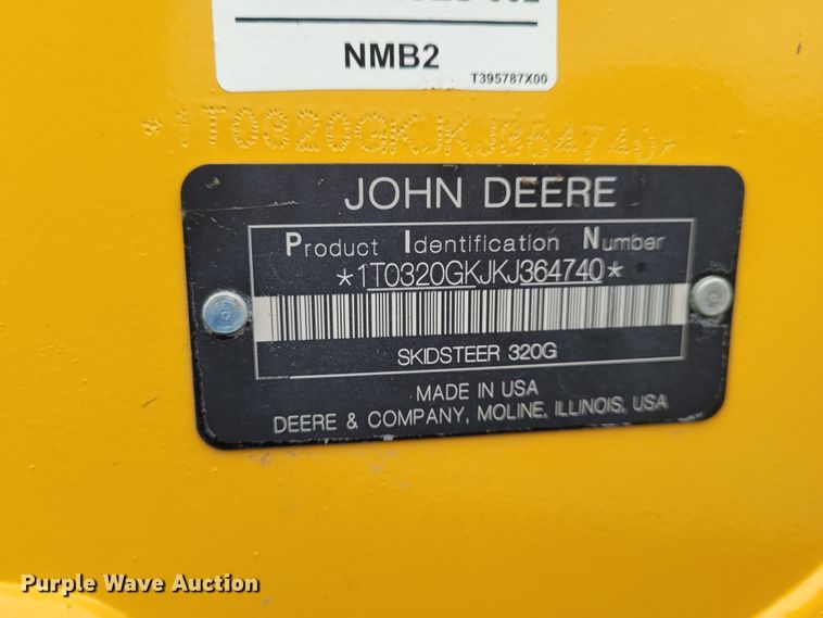image for item BY9451 2019 John Deere 320G  skid steer loader