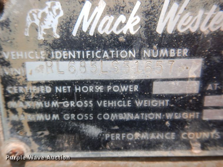 image for item DK2283 1980 Mack RL685LS  flatbed truck