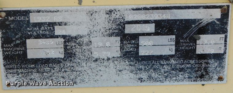 image for item DK8655 2015 JLG 1932RS  scissor lift