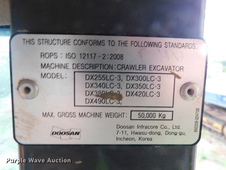 image for item DK8662 2013 Doosan DX350LC-3  excavator