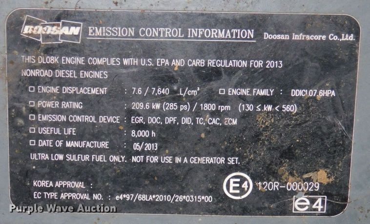 image for item DK8662 2013 Doosan DX350LC-3  excavator