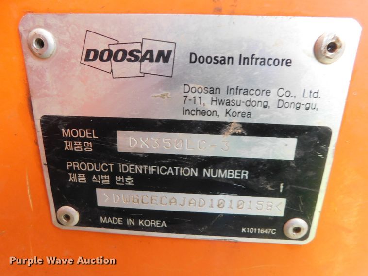 image for item DK8662 2013 Doosan DX350LC-3  excavator