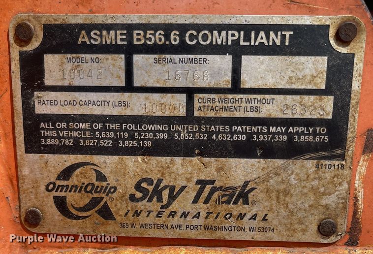 image for item DK8757 2002 SkyTrak 10042  telehandler