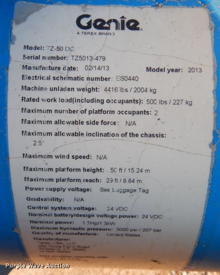 image for item DM3974 2013 Genie TZ-50DC  boom lift