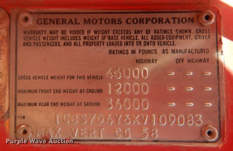 image for item DM3986 1989 Chevrolet Kodiak C70  dump truck