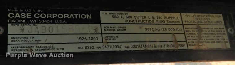 image for item DM3988 Case 590 Super L  industrial tractor