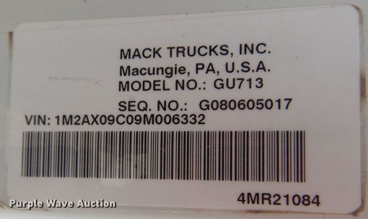 image for item DM4368 2009 Mack GU713  dump truck