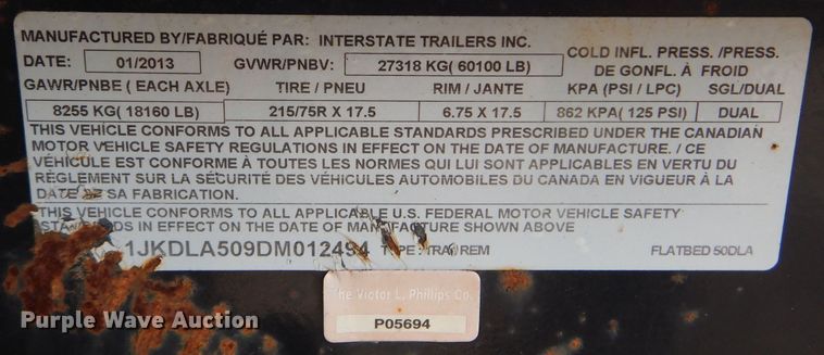 image for item DM4369 2013 Interstate 50DLA  equipment trailer