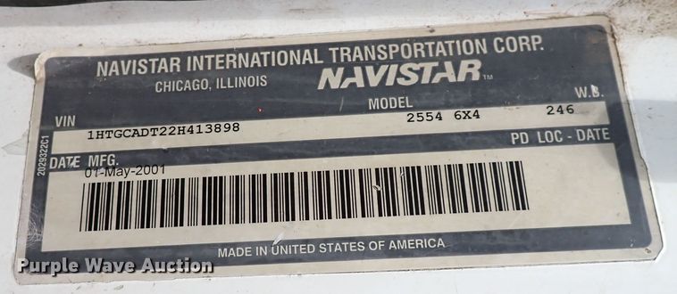 image for item DM5015 2002 International 2554  sewer jetter truck