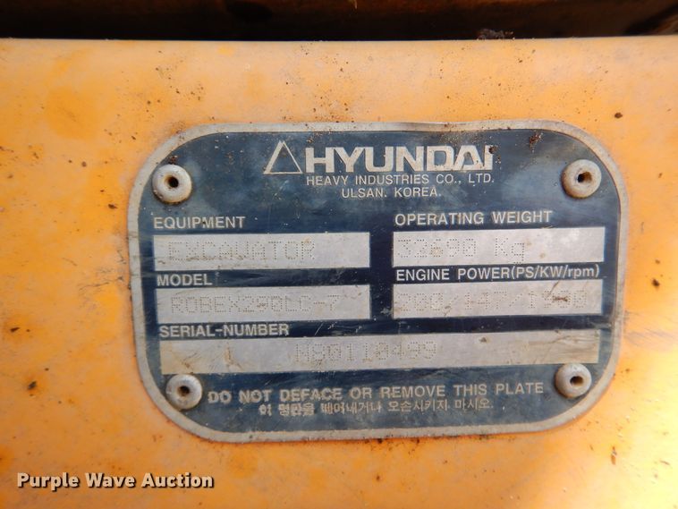 image for item DM6411 2004 Hyundai Robex 290-LC-7  long reach excavator