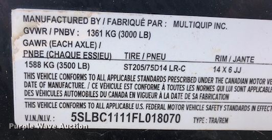 image for item DN2016 Multi Quip 185  air compressor