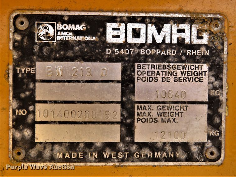 image for item FP9372 1989 Bomag BW213D  single drum vibratory roller