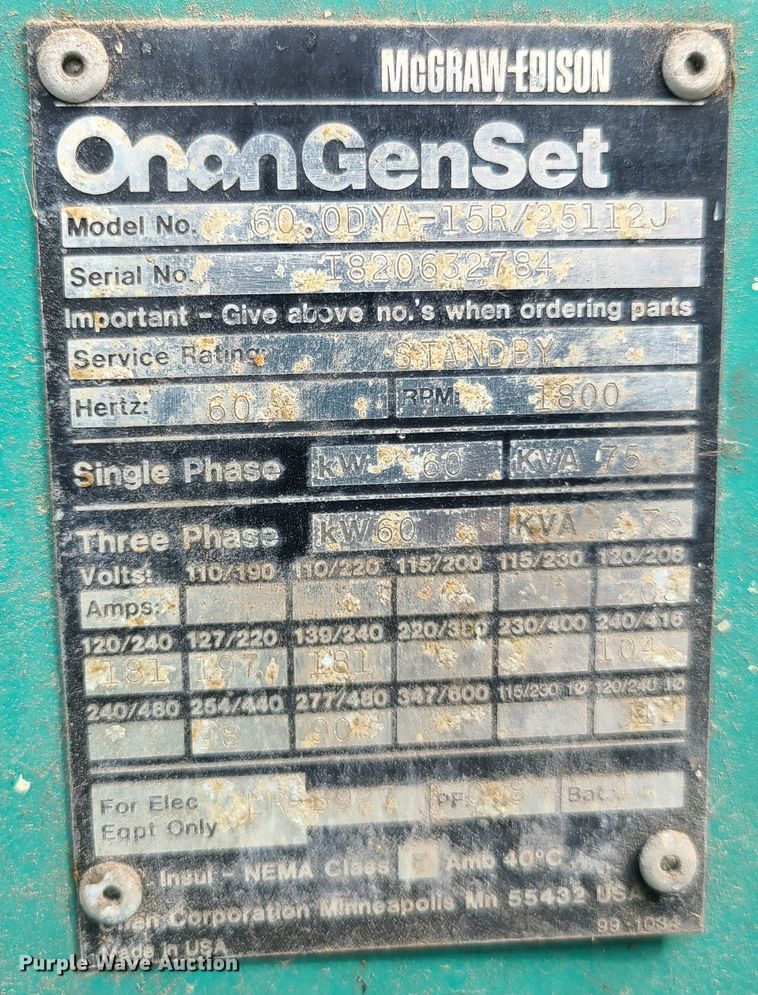 image for item IC9882 Onan  generator