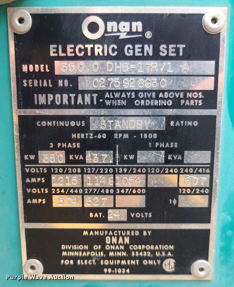 image for item IC9885 Onan  generator