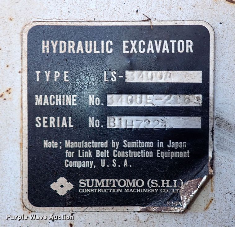 image for item IN9558 1987 Link Belt LS3400A  excavator