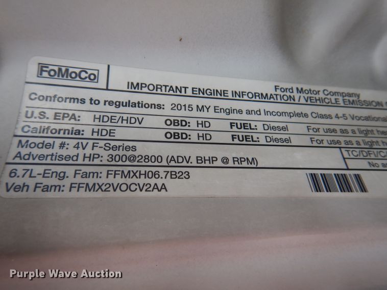 image for item IN9889 2015 Ford F550 Super Duty XL  truck cab and chassis