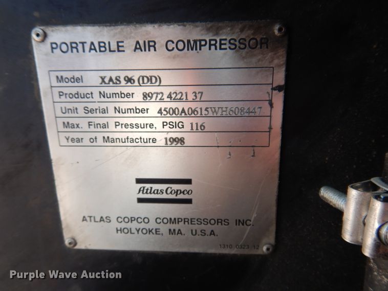 image for item IN9902 1998 Atlas Copco XAS 96  air compressor
