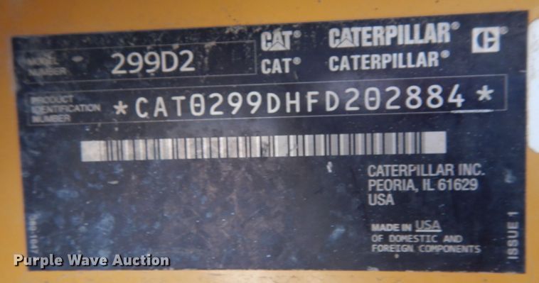 image for item JA9004 2017 Caterpillar 299D2  tracked skid steer loader