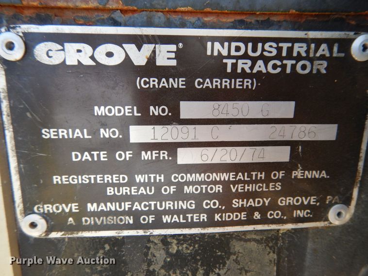image for item JA9006 1974 Grove 8450G  crane