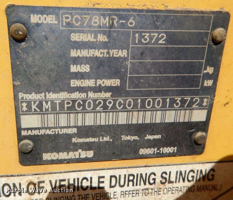 image for item JA9010 2004 Komatsu PC78MR-6  mini excavator