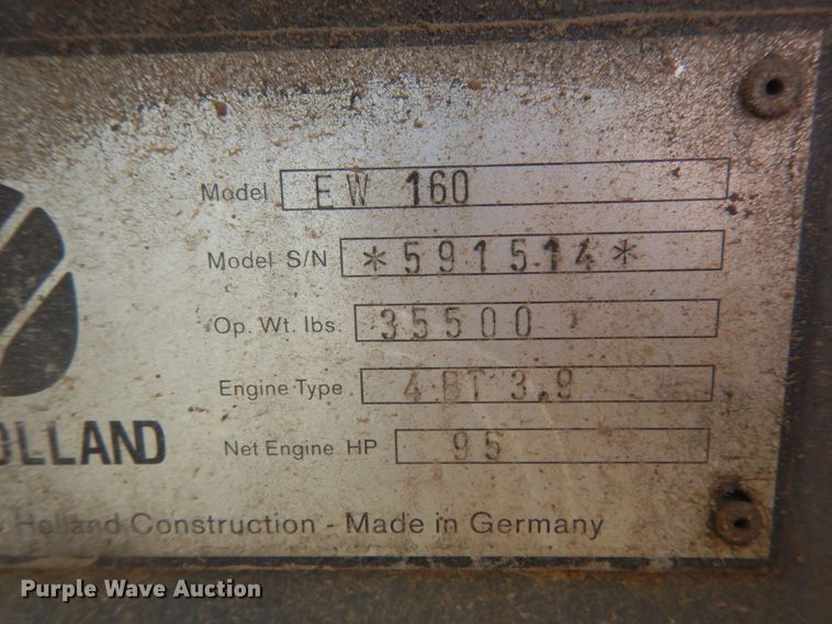 image for item KI9688 New Holland EW160  wheeled excavator