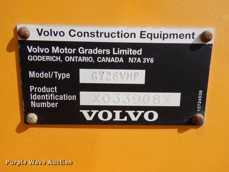 image for item KK9123 2002 Volvo G726  VHP motor grader