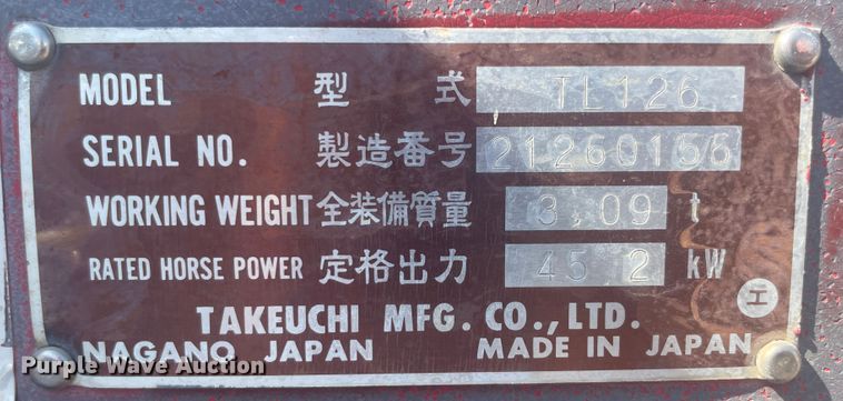 image for item KK9449 1999 Takeuchi TL126  tracked skid steer loader