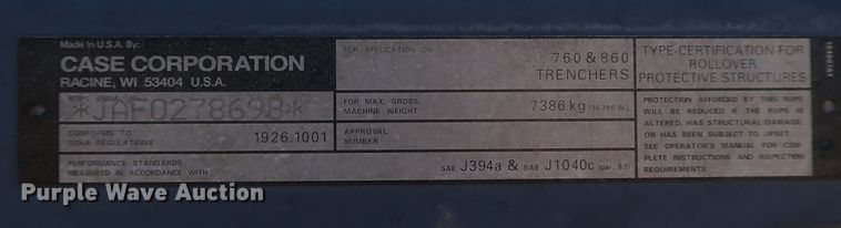 image for item KQ9778 Case 860  trencher